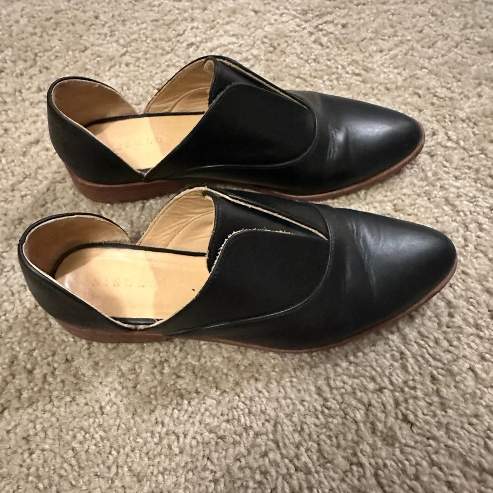 NISOLO Emma D’Orsay Oxfords Black Leather Slip On Flats Size 7.5 Shoes Loafers